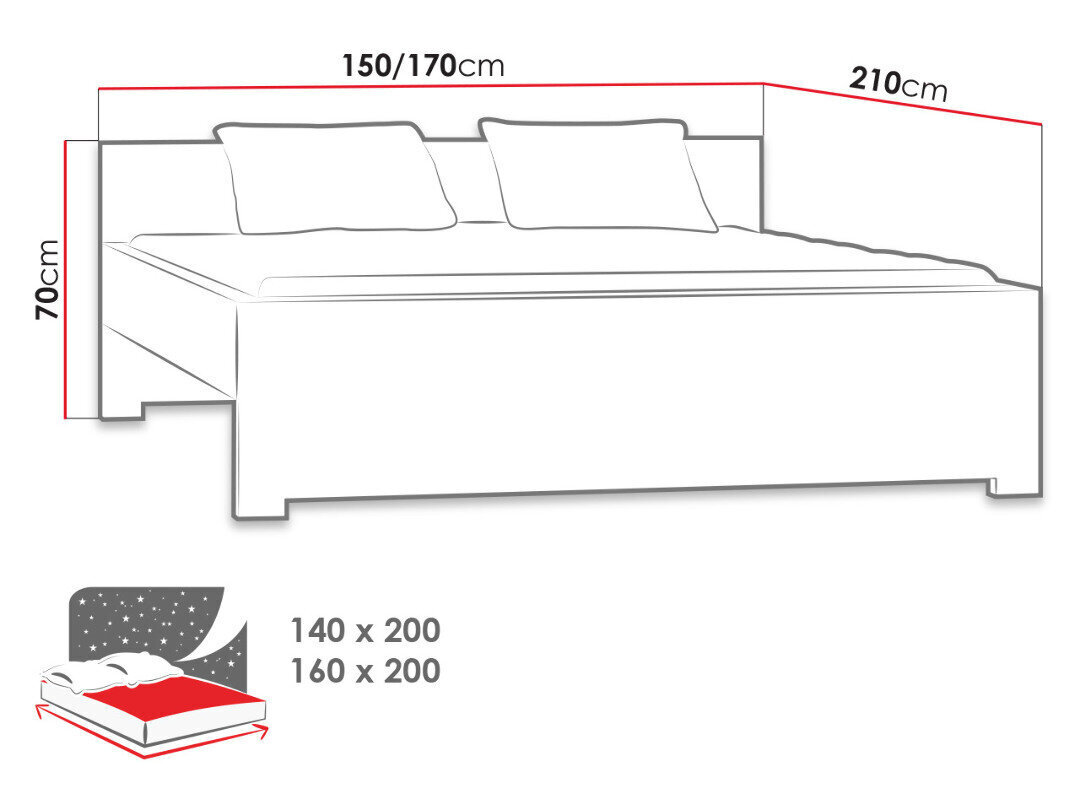 Gulta Vegas 150x210 cm цена и информация | Gultas | 220.lv