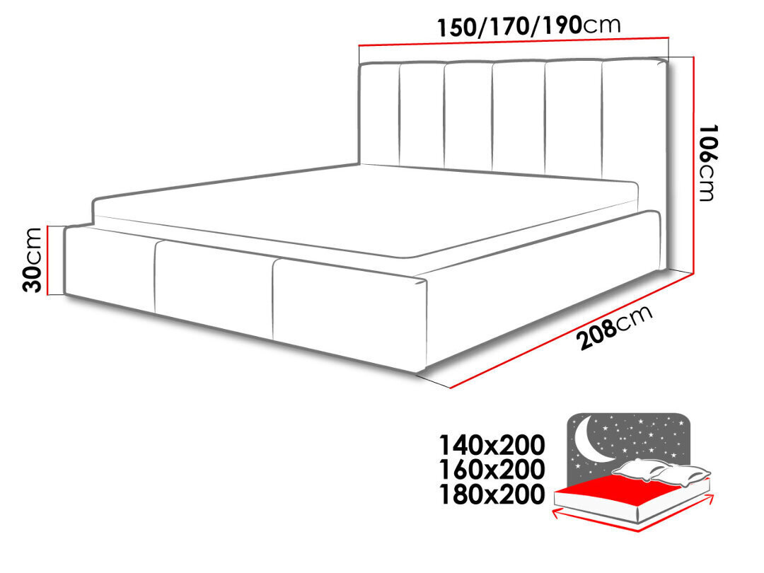 Gulta Nick 140x200 cm cena un informācija | Gultas | 220.lv