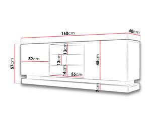 TV galds Qiu 160 cm + LED cena un informācija | TV galdiņi | 220.lv