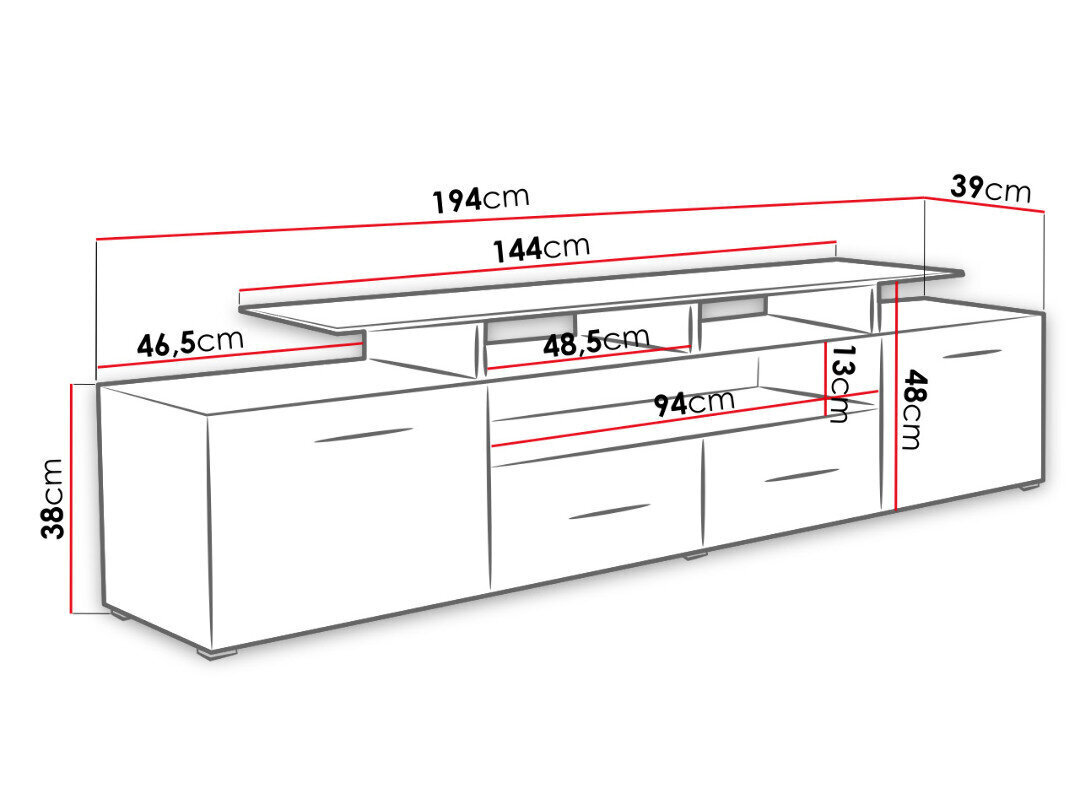 TV galds Evora + LED цена и информация | TV galdiņi | 220.lv