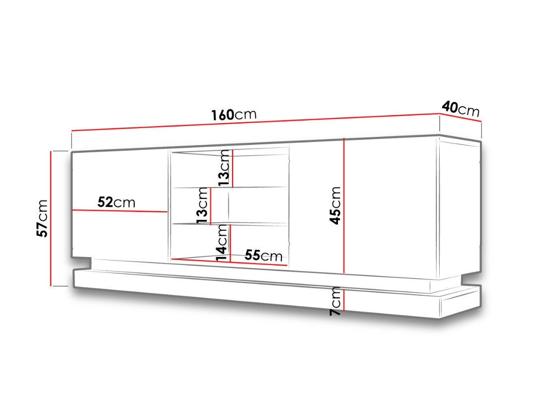 TV galds Qiu 160 cm cena un informācija | TV galdiņi | 220.lv