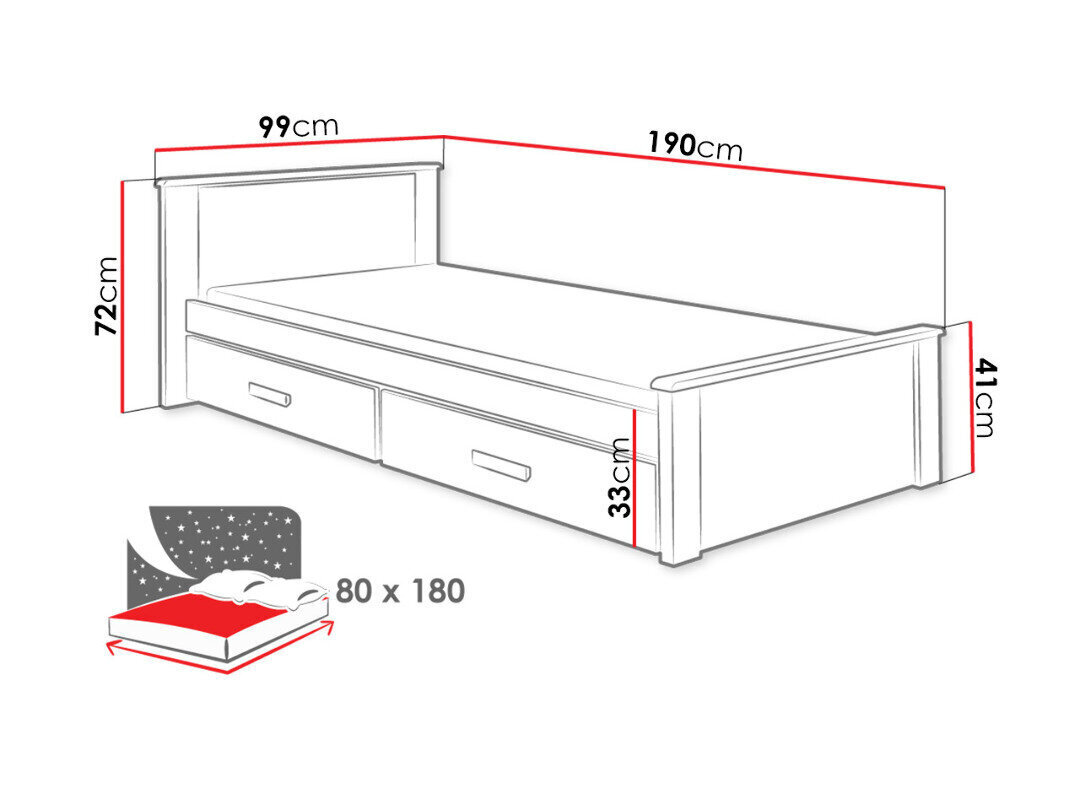 Gulta Aldo 80x180cm cena un informācija | Bērnu gultas | 220.lv