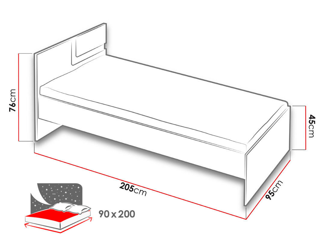 Gulta Apetito 90 x 200 cm цена и информация | Gultas | 220.lv