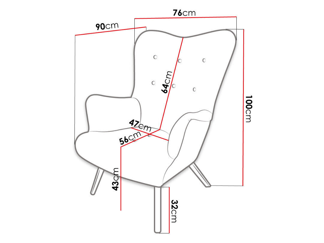 Atzveltnes krēsls SKANDYNAWSKI BUJANY, apdare Magic Velvet 2222 cena un informācija | Atpūtas krēsli | 220.lv