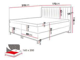 Континентальная кровать ELEGANCE 160x200 цена и информация | Кровати | 220.lv