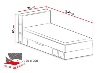 Gulta 90x200 cm Mobi System 18 цена и информация | Кровати | 220.lv