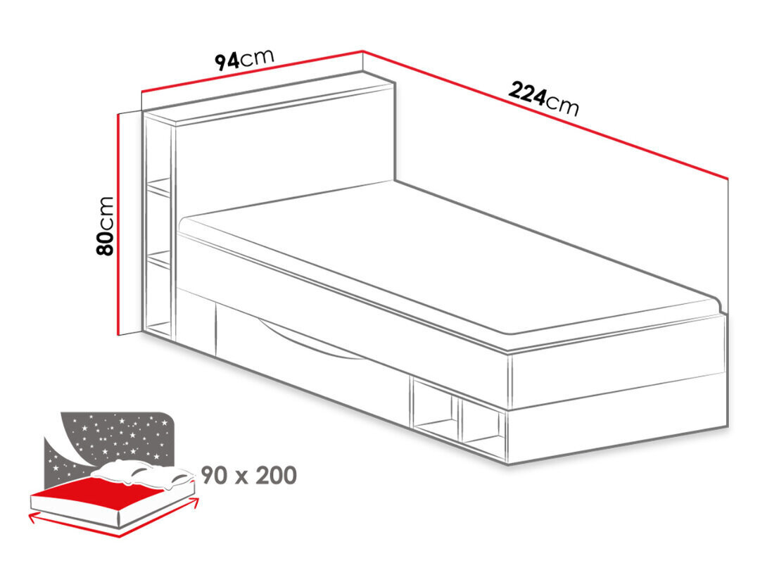 Gulta 90x200 cm Mobi System 18 cena un informācija | Gultas | 220.lv