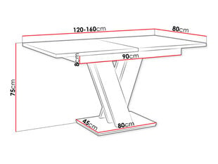 Galds Masiv, 80 x 120-160 cm cena un informācija | Virtuves galdi, ēdamgaldi | 220.lv