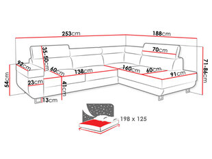 Izvelkamais stūra dīvāns Fonti, apdare Manila 16 cena un informācija | Dīvāni | 220.lv