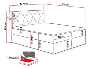 Kontinentālā gulta Crystal, 160 x 200 cm, apdare Mono 244 cena un informācija | Gultas | 220.lv