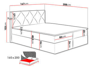 Континентальная кровать Crystal 160x200см цена и информация | Кровати | 220.lv