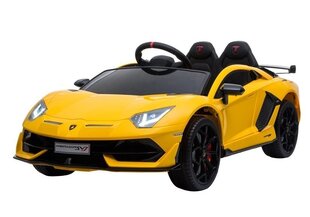 Elektriskā sporta automašīna Lamborghini Aventador, dzeltenā krāsā цена и информация | Электромобили для детей | 220.lv