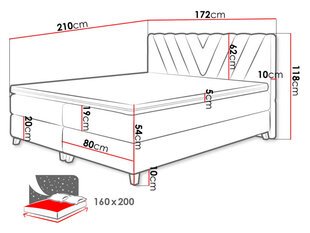 Континентальная кровать Romantic, 160x200 см цена и информация | Кровати | 220.lv