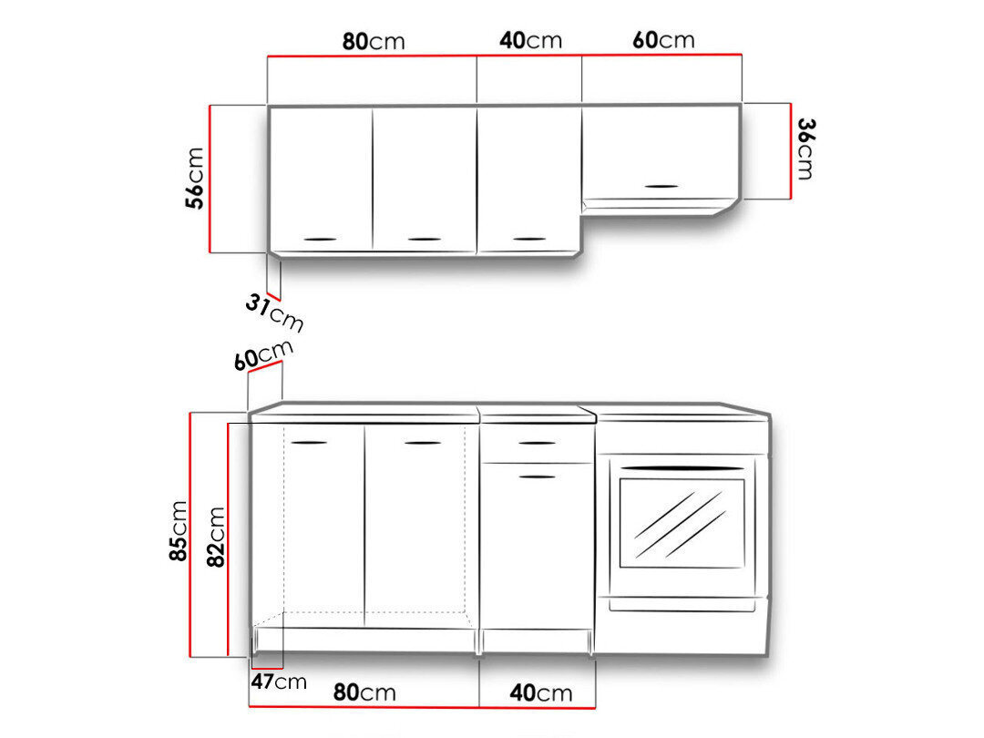 Virtuve Mela 180 cm cena un informācija | Virtuves komplekti | 220.lv