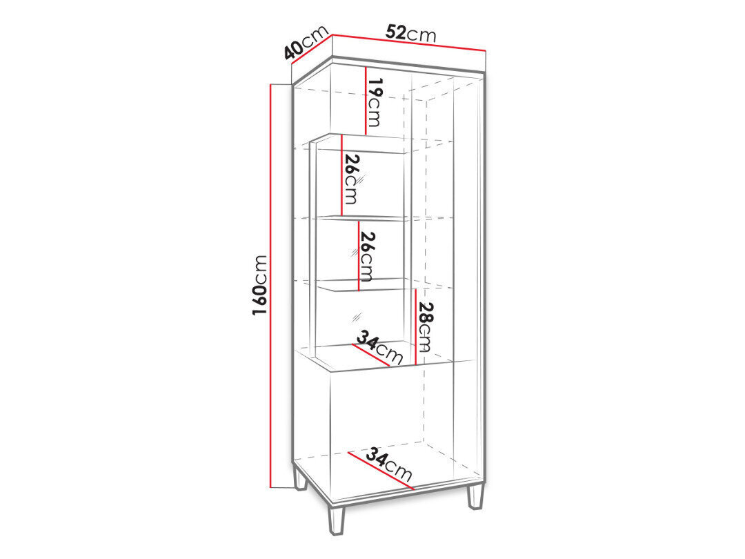 Vitrīnskapis Marco 50 cm cena un informācija | Skapji | 220.lv