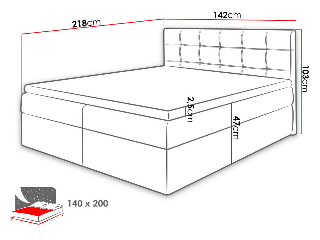 Kontinentālā gulta Nele 140x200 cm цена и информация | Gultas | 220.lv