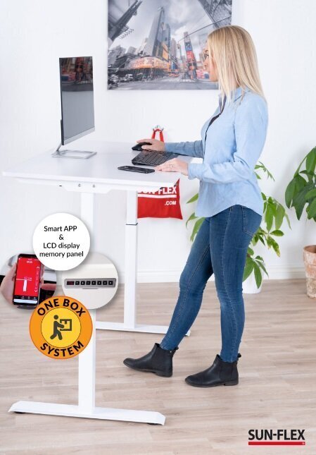 Augstumā regulējams galds SUN-FLEX® EASYDESK ELITE, balts цена и информация | Datorgaldi, rakstāmgaldi, biroja galdi | 220.lv