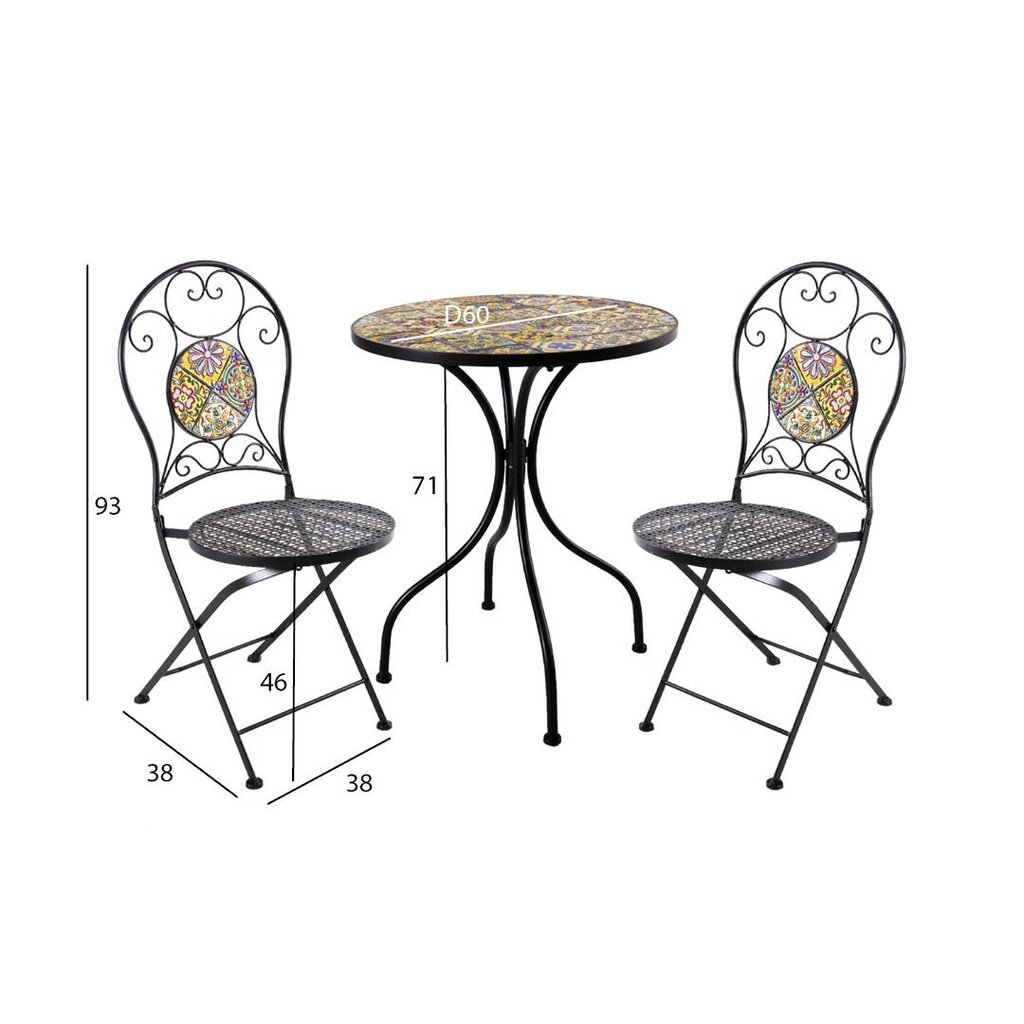 Balkona komplekts MOROCCO galds un 2 krēsli (890897360), melnā krāsā cena un informācija | Dārza mēbeļu komplekti | 220.lv