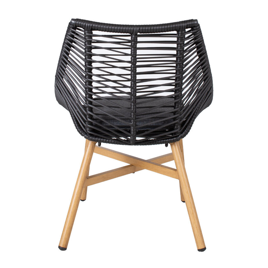 Dārza krēsls HELSINKI 64x65xH84cm, alumīnija rāmis ar austu melnu virvi cena un informācija | Dārza krēsli | 220.lv