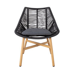 Садовый стул HELSINKI, 64x65xH84 см, рама: алюминий с плетеной черной веревкой цена и информация | скамейка со столиком | 220.lv