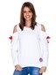 Balts sporta krekls ar izgriezumiem uz pleciem un lokiem. White S cena un informācija | Blūzes, sieviešu krekli | 220.lv