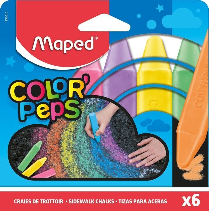 Krīts asfaltam MAPED Color'Peps, 2*11 cm, 6 krāsas cena un informācija | Modelēšanas un zīmēšanas piederumi | 220.lv