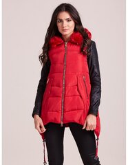 Sieviešu ziemas veste ar kapuci un sarkanu audumu. 2016101699171 cena un informācija | Sieviešu vestes | 220.lv