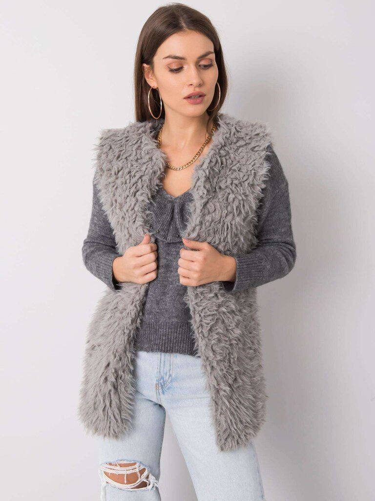 Pelēka mākslīgās kažokādas veste. Light grey M/L cena | 220.lv