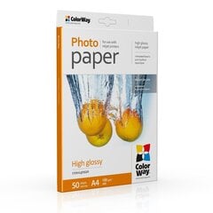 ColorWay A4, High Glossy Photo Paper, 50 Sheets, A4, 180 g cena un informācija | Burtnīcas un papīra preces | 220.lv