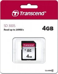 MEMORY SDHC 4GB C10/TS4GSDC300S TRANSCEND cena un informācija | Atmiņas kartes mobilajiem telefoniem | 220.lv