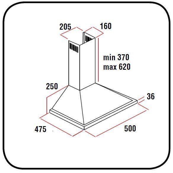 Schlosser H011D50X75 cena un informācija | Tvaika nosūcēji | 220.lv