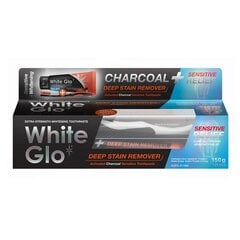 White Glo Charcoal Deep Stain Remover Sensitive Relief  зубная паста 125 ml цена и информация | Зубные щетки, пасты | 220.lv