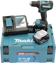 Makita DDF485RTJ 18V Li-Ion LXT Бесщеточная дрель-шуруповерт в комплекте с 2 литий-ионными батареями емкостью 5,0 Ач и зарядным устройством в кейсе цена и информация | Шуруповерты, дрели | 220.lv