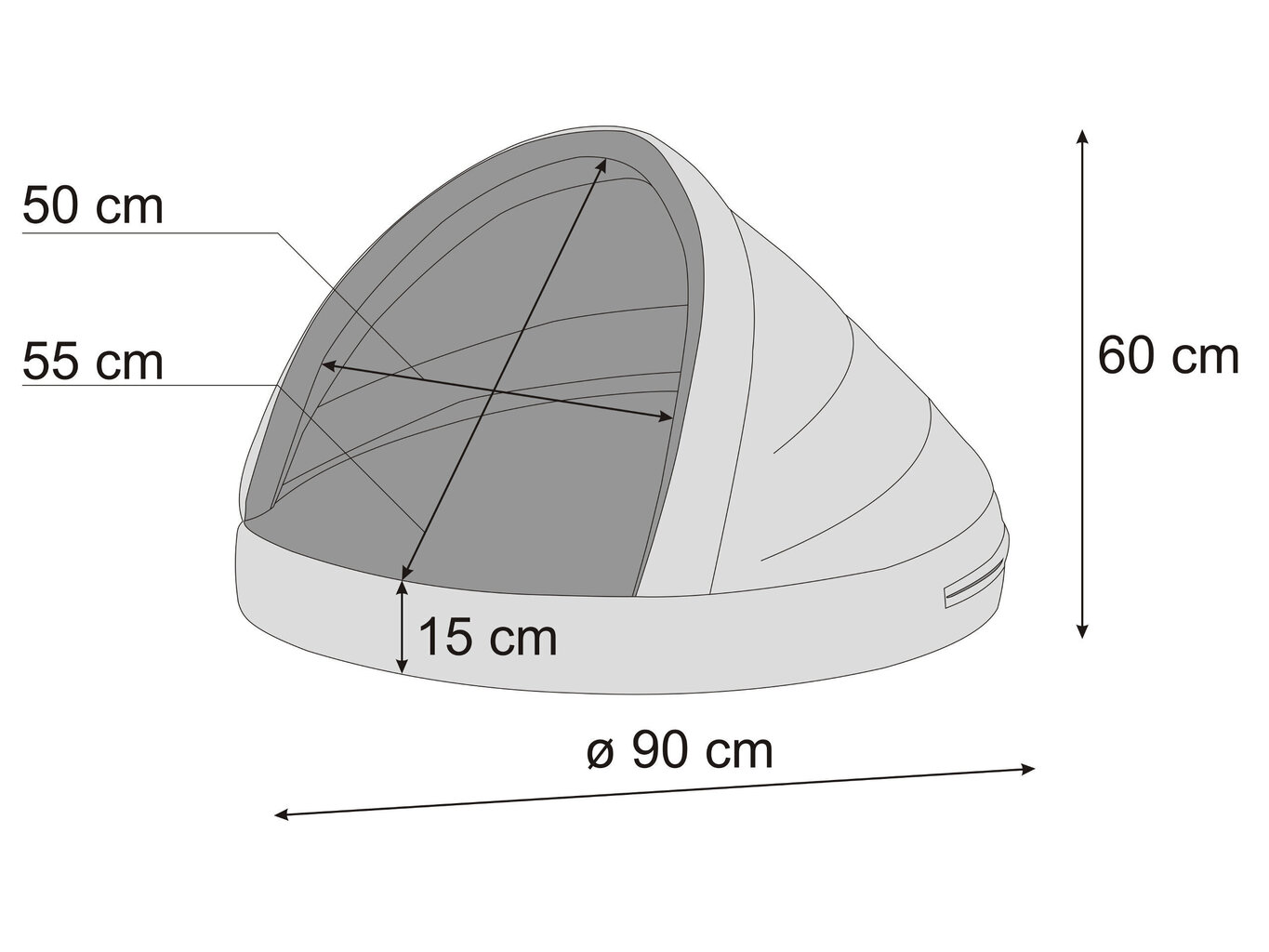 Hobbydog būda-ala Inari Grey R2, 90x90 cm cena un informācija | Suņu gultas, spilveni, būdas | 220.lv