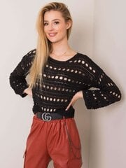 RUE PARIS Melns ažūra džemperis. Black ONE cena un informācija | Sieviešu džemperi | 220.lv