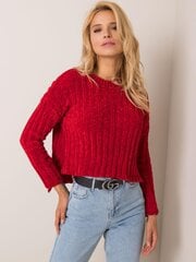 RUE PARIS Tumši sarkans džemperis ar garāku muguru. Dark red S/M цена и информация | Женские кофты | 220.lv
