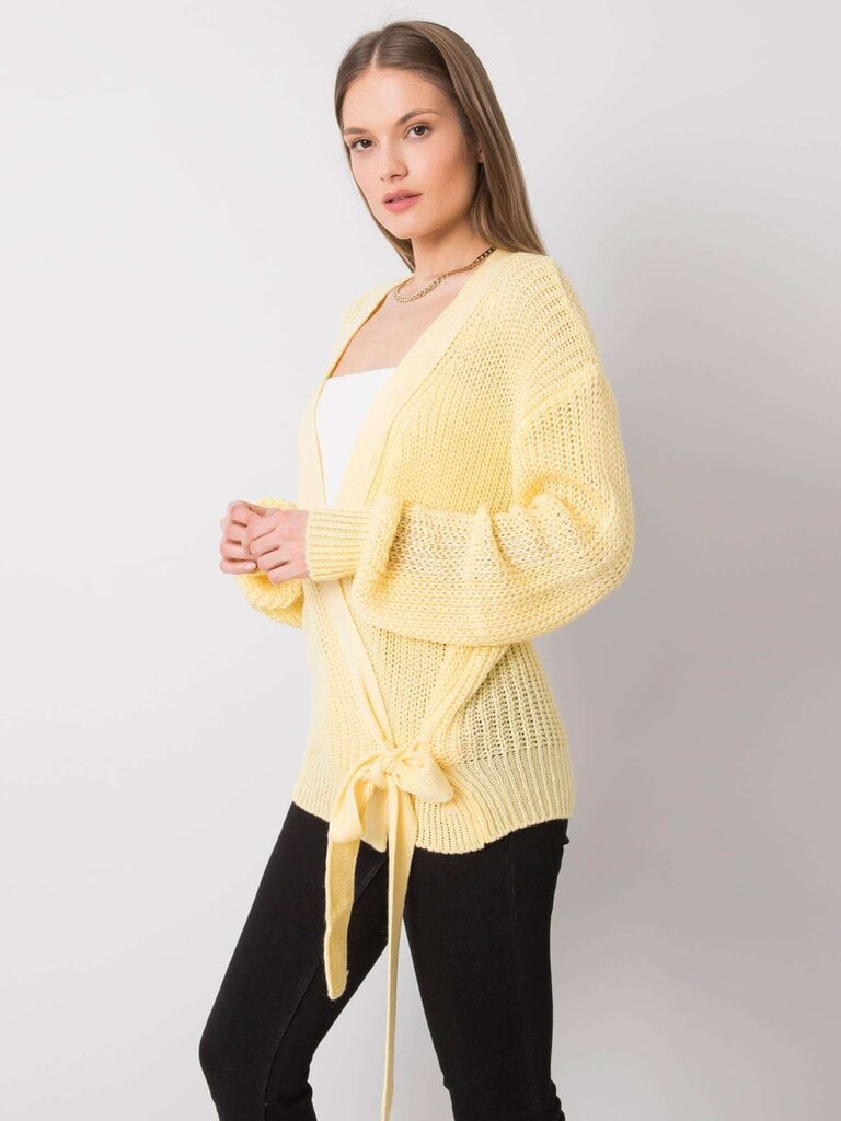 RUE PARIS Dzeltens džemperis ar kaklasaiti. Yellow ONE cena un informācija | Sieviešu džemperi | 220.lv
