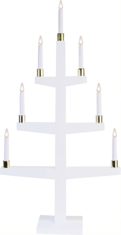 Svečturis Pelēks balts, 47x90x14cm, 7 LED gaismas, koka, E10, 230V, IP20 cena un informācija | Ziemassvētku dekorācijas | 220.lv