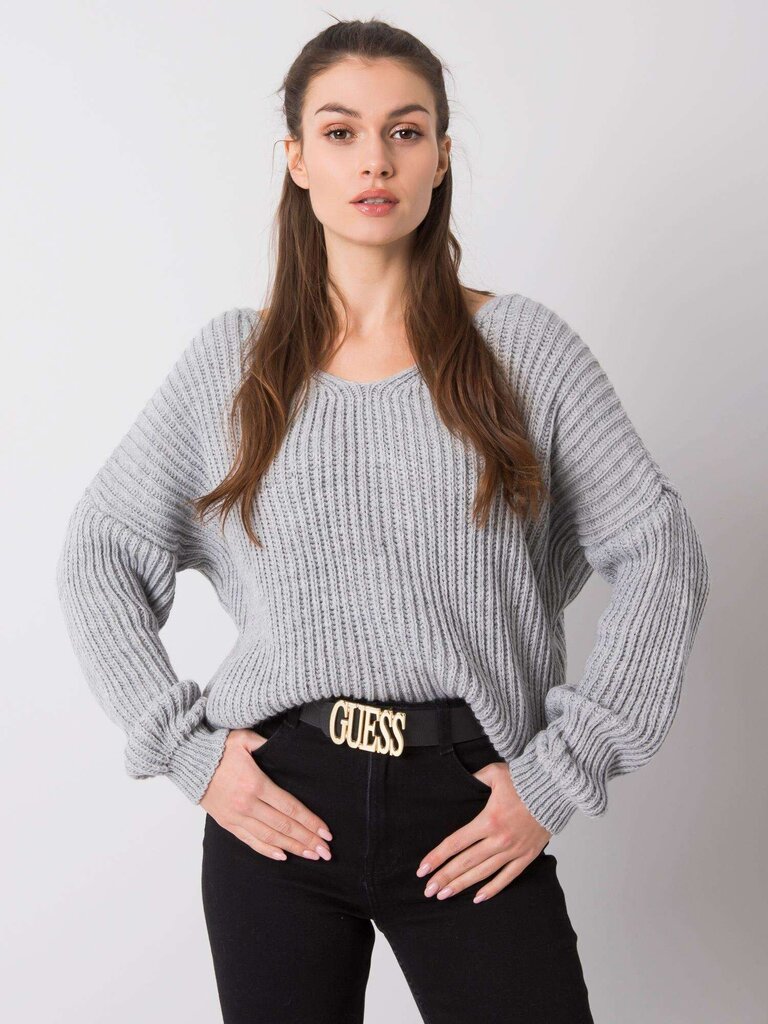 OCH BELLA Pelēks džemperis ar muguras izgriezumu. cena un informācija | Sieviešu džemperi | 220.lv