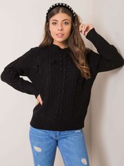 Черный плетеный свитер цена и информация | Женские кофты | 220.lv
