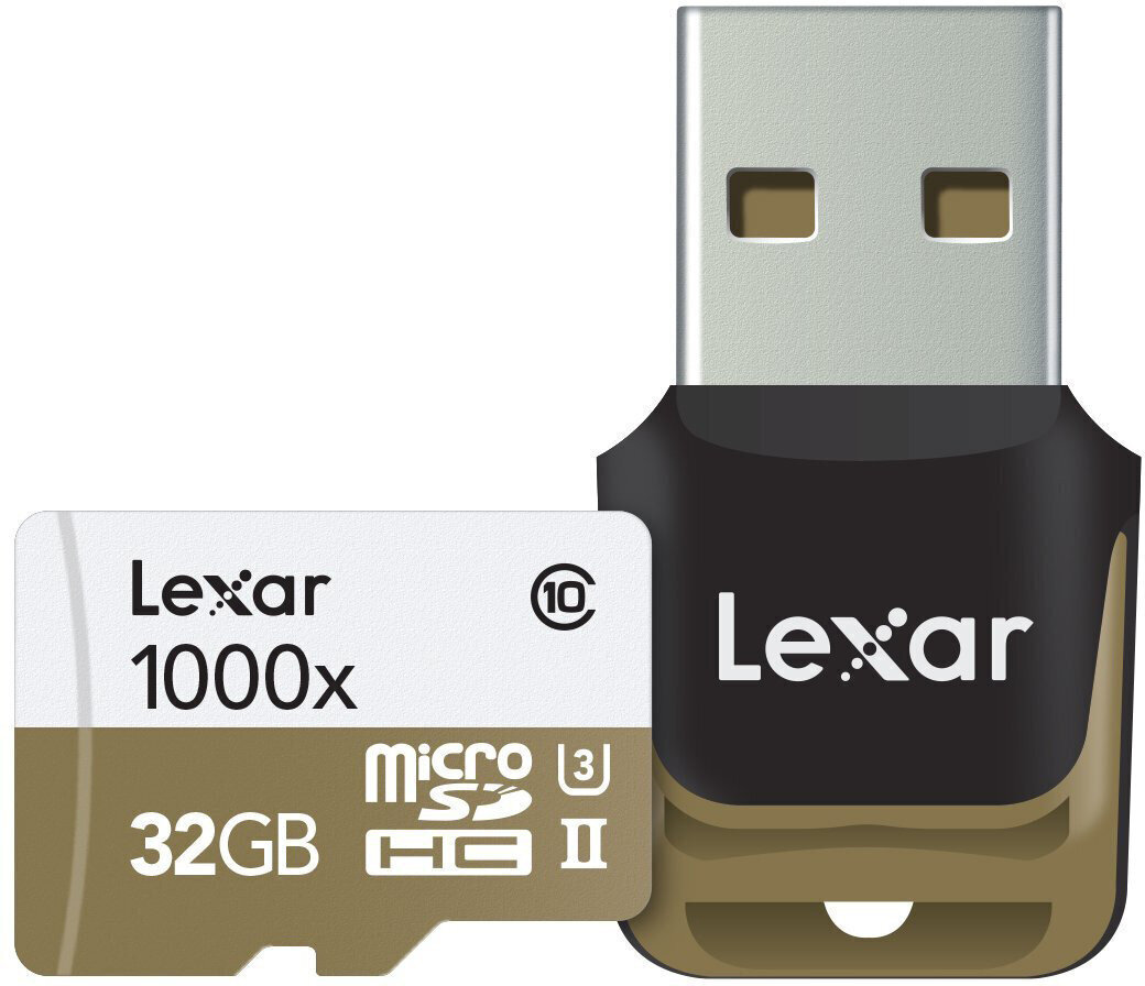 Lexar atmiņas karte microSDHC 32GB Pro 1000x V60 + atmiņas karšu lasītājs cena un informācija | Atmiņas kartes mobilajiem telefoniem | 220.lv