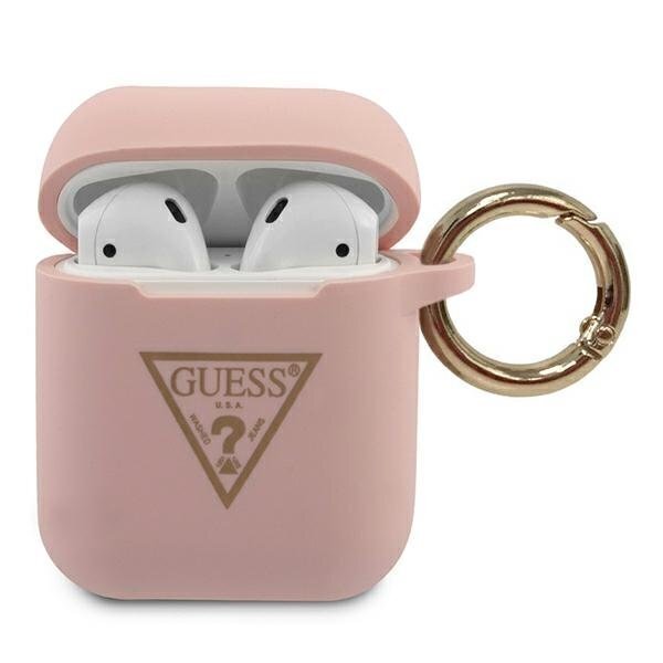 Maciņš austiņām Guess       AirPods Triangle Silicone Case    Pink цена и информация | Smart ierīces un piederumi | 220.lv