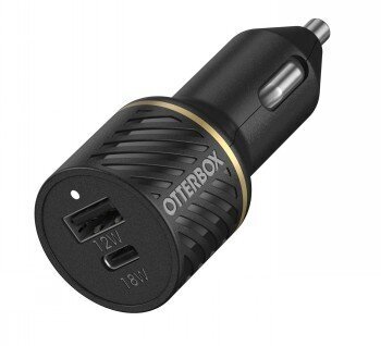 OTTERBOX auto lādētājs 30W - USB-C 18W + USB-A 12W PD FAST CHARGE BLACK цена и информация | Lādētāji un adapteri | 220.lv