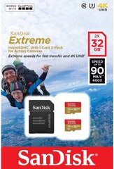 SanDisk atmiņas karte microSDHC 32GB Extreme Action 2gb. cena un informācija | Atmiņas kartes fotokamerām | 220.lv