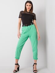 Женские брюки с поясом, зеленые  цена и информация | Женские брюки | 220.lv