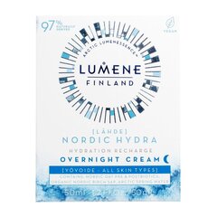 Ночной крем для лица Lumene Lähde Hydration Recharge, 50 мл цена и информация | Наносите на чистую кожу лица. Подержите около 10-15 минут и смойте водой. | 220.lv