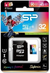 Silicon Power atmiņas karte microSDHC 32GB Superior UHS-I U1 + adapteris cena un informācija | Atmiņas kartes fotokamerām | 220.lv