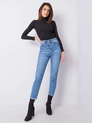 RUE PARIS Синие женские джинсы с высокой посадкой. цена и информация | Джинсы | 220.lv