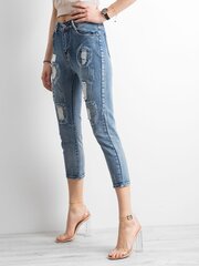 Saplēsti zili mom stila džinsi. цена и информация | Женские джинсы | 220.lv