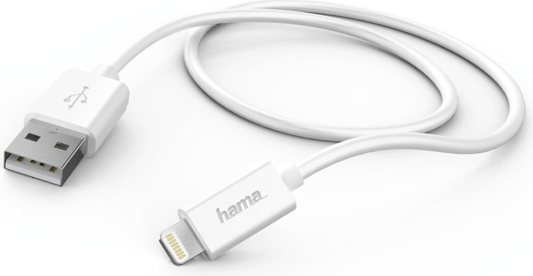 Vads USB->Lightning Hama 1m, white цена и информация | Savienotājkabeļi | 220.lv